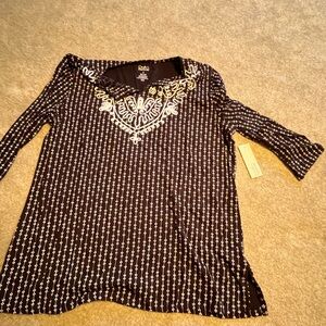 Croft and Barrow printed top Size S NWT